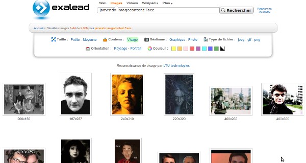 Recherche d'images Jamendo avec filtre de visages