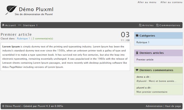 PluXml 4.3, nouveau thème